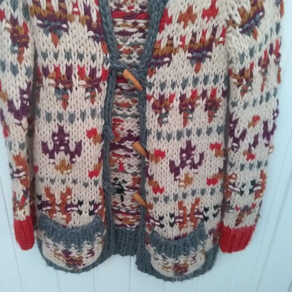 Anthropologie Sleeping on Snow Sweater Cardigan Small Chunky Knit Boho - Picture 8 of 10